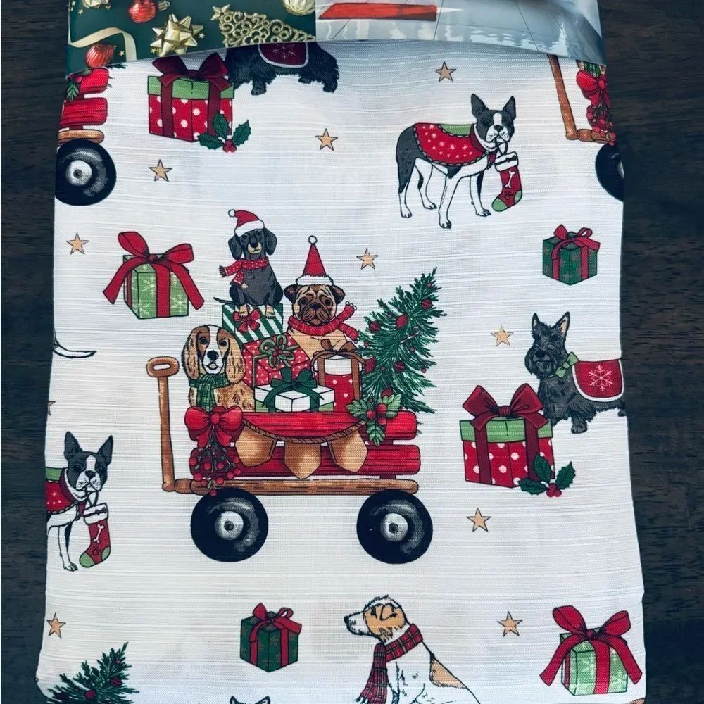 Christmas Dogs Holiday Luxury Fabric Shower Curtain
